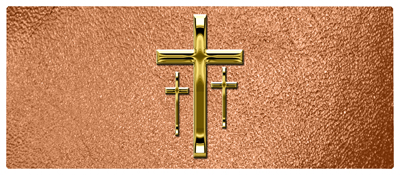 DNSEMP-L-517-GD-SH-CP Gold 3 Crosses Shimmer Copper